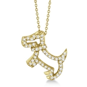 Diamond Dog Pendant Necklace Pave-Set 14K Yellow Gold 0.22ct - All