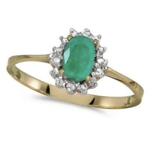 Emerald and Diamond Right Hand Flower Shaped Ring 14k Yellow Gold 0.45ct - All