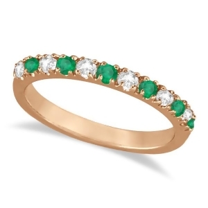 Diamond and Emerald Ring Guard Anniversary Band 14k Rose Gold 0.32ct - All