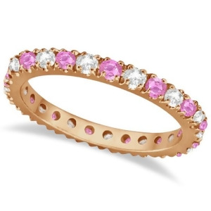 Diamond and Pink Sapphire Eternity Band Stackable 14k Rose Gold 0.63ct - All