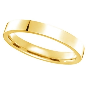 14K Yellow Gold Plain Wedding Band Flat Comfort Fit Plain Ring 3mm - All