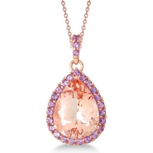 Amethyst and Morganite Pendant Necklace 14k Rose Gold 8.33ct - All