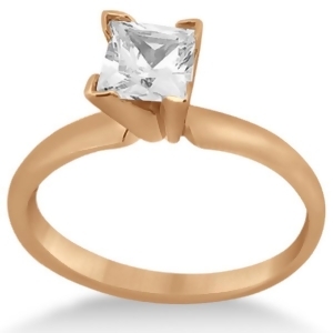 18K Rose Gold Solitaire Engagement Ring Princess Cut Diamond Setting - All