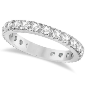 Pave Diamond Eternity Ring Anniversary Band 14K White Gold 1.01ct - All