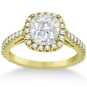 Cathedral Halo Cushion Cut Diamond Engagement Ring 18K Yellow Gold 0.60ct - All