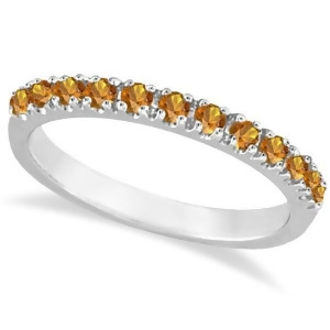 Citrine Stackable Band Anniversary Ring Guard 14k White Gold 0.38ct - All