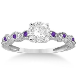 Vintage Marquise Amethyst Engagement Ring 14k White Gold 0.18ct - All