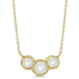 Three Stone Bezel Set Diamond Pendant Necklace 14k Yellow Gold 1.00 ct - All