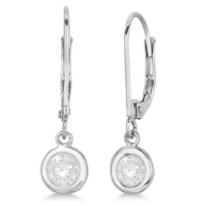 Leverback Dangling Drop Diamond Earrings 14k White Gold 0.50ct - All