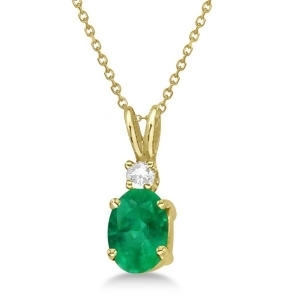 Oval Emerald Pendant with Diamonds 14K Yellow Gold 0.71ctw - All