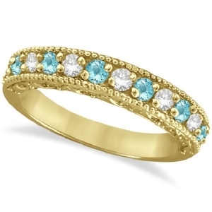 Aquamarine and Diamond Band Filigree Ring Design 14k Yellow Gold 0.60ct - All