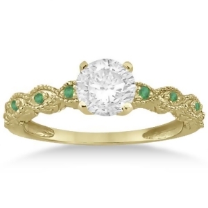 Vintage Marquise Emerald Engagement Ring 18k Yellow Gold 0.18ct - All