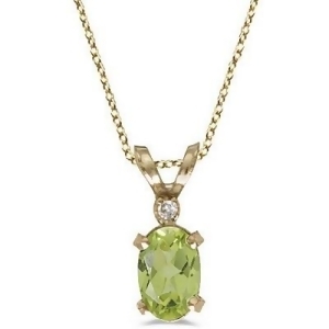 Peridot and Diamond Solitaire Filagree Pendant 14K Yellow Gold 0.55ct - All