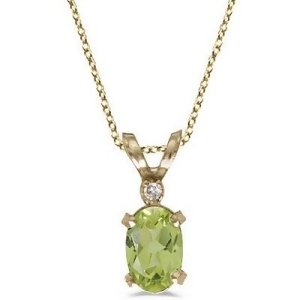 Peridot and Diamond Solitaire Filagree Pendant 14K Yellow Gold 0.55ct - All
