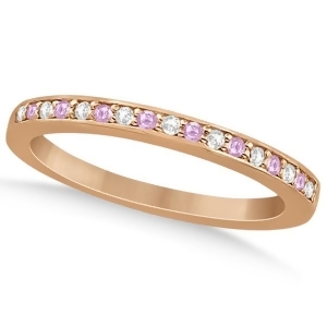 Pave-set Pink Sapphire and Diamond Wedding Band 18k Rose Gold 0.29ct - All