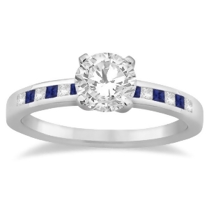 Princess Diamond and Blue Sapphire Engagement Ring Platinum 0.20ct - All