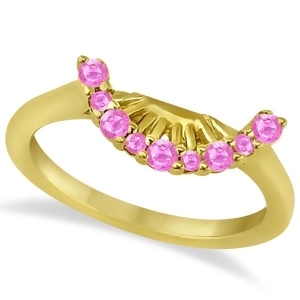 Pink Sapphire Contour Gemstone Wedding Band 18K Yellow Gold 0.40ct - All