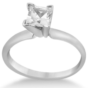 18K White Gold Solitaire Engagement Ring Princess Cut Diamond Setting - All