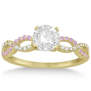 Infinity Diamond and Pink Sapphire Engagement Ring 14K Yellow Gold 0.21ct - All