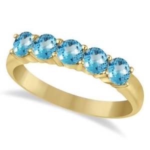 Five Stone Blue Topaz Ring 14k Yellow Gold 1.60ctw - All