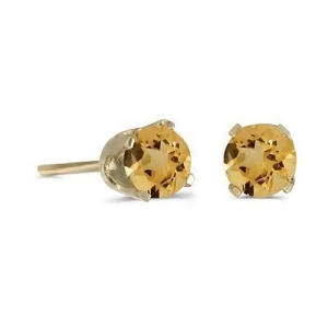 Round Citrine Stud Earrings in 14k Yellow Gold 0.40 tcw - All