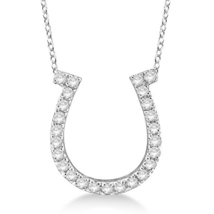 Diamond Horseshoe Pendant Necklace 14k White Gold 0.26ct - All