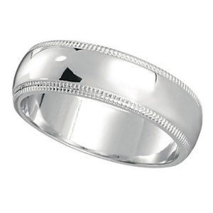 Men's Wedding Band Dome Comfort-Fit Miligrain 14k White Gold 5 mm - All