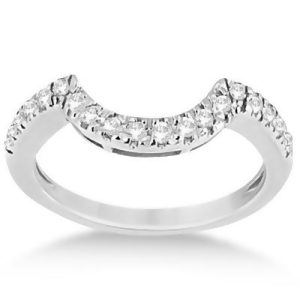 Pave Curved Diamond Wedding Band 14k White Gold 0.20ct - All