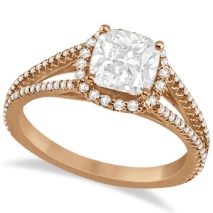 Cushion Cut Moissanite Engagement Ring Diamond Halo 18K R. Gold 1.84ct - All