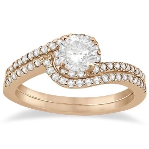 Halo Twist Diamond Bridal Set Ring and Band 18k Rose Gold 0.28ct - All