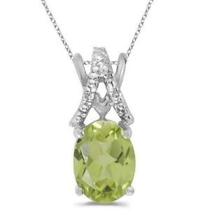 Peridot and Diamond Solitaire Pendant 14k White Gold 1.40tcw - All