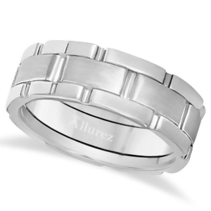 Unique Wedding Band Comfort-Fit in 14k White Gold 8.5mm - All