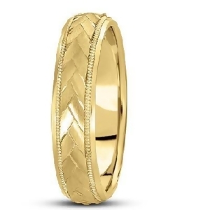 Braided Men's Wedding Ring Diamond Cut Band 18k Yellow Gold 5 mm - All