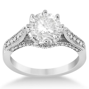 Edwardian Diamond Engagement Ring Setting Palladium 0.35ct - All