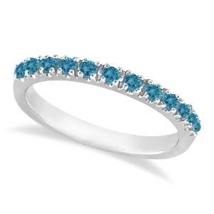 Blue Diamond Stackable Band Ring Guard in 14k White Gold 0.25ct - All