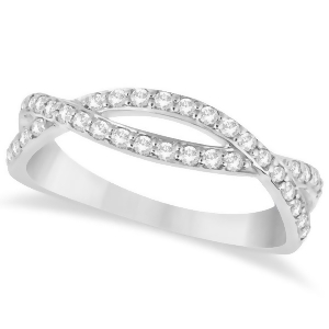 Pave Set Diamond Twisted Infinity Band in 14k White Gold 0.32 carat - All