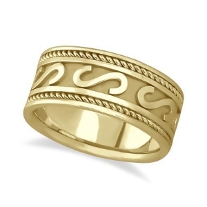 Men's Celtic Irish Hand Made Wedding Ring 14k Yellow Gold 10mm - All