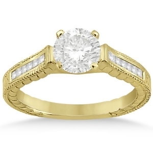 Princess Channel Set Diamond Engagement Ring 14k Yellow Gold 0.17ct - All