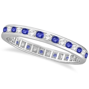 Tanzanite and Diamond Channel-Set Eternity Ring 14k White Gold 1.04ct - All