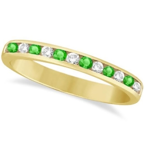Channel-set Tsavorite and Diamond Ring Band 14k Yellow Gold 0.40ctw - All