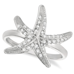 Diamond Starfish Ring 14k White Gold 0.34ct - All