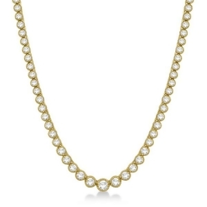 Milgrain Eternity Diamond Tennis Necklace 14k Yellow Gold 7.05ct - All