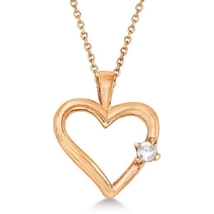 Diamond Open Heart Shaped Pendant Necklace 14k Rose Gold 0.05ct - All