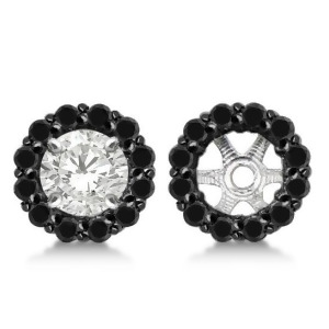Round Cut Fancy Black Diamond Earring Jackets 14k White Gold 0.35ct - All