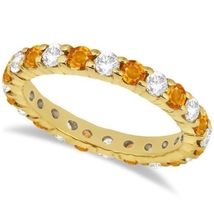 Eternity Diamond and Citrine Ring Band 14k Yellow Gold 2.40ct - All