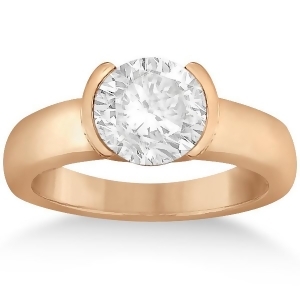 Half-bezel Solitaire Engagement Ring Setting in 14k Rose Gold - All