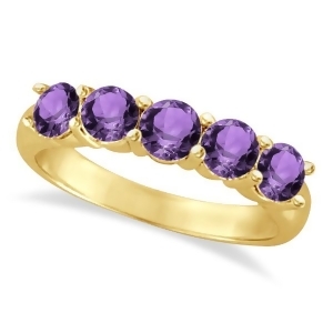 Five Stone Amethyst Ring 14k Yellow Gold 2.20ctw - All