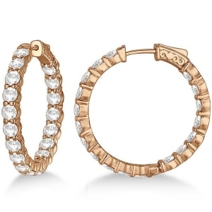 Fancy Medium Round Diamond Hoop Earrings 14k Rose Gold 7.20ct - All
