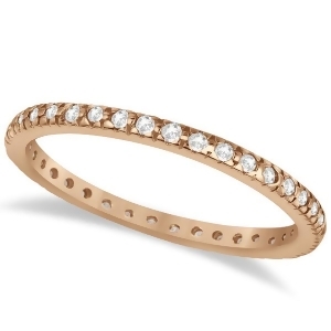 Pave Diamond Eternity Ring Anniversary Band 14K Rose Gold 0.26ct - All