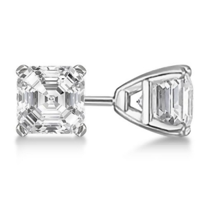 0.50Ct. Asscher-Cut Diamond Stud Earrings Platinum G-h Vs2-si1 - All